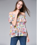 Flowers Printed silk crepe top